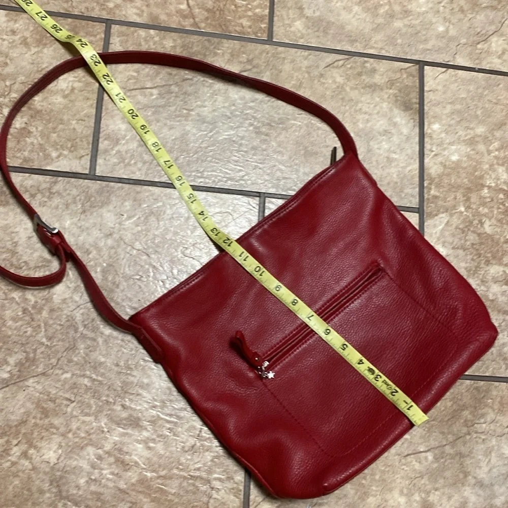 Sophisticated Red Leather Shoulder Bag with Casual Style Practical Crossbody